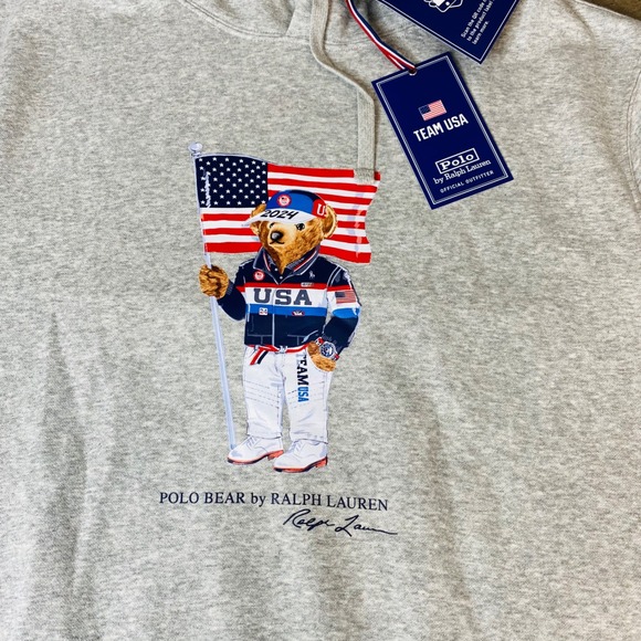 Polo Ralph Lauren Team USA Polo Bear Fleece Hoodie Men's Size L - Picture 4 of 8